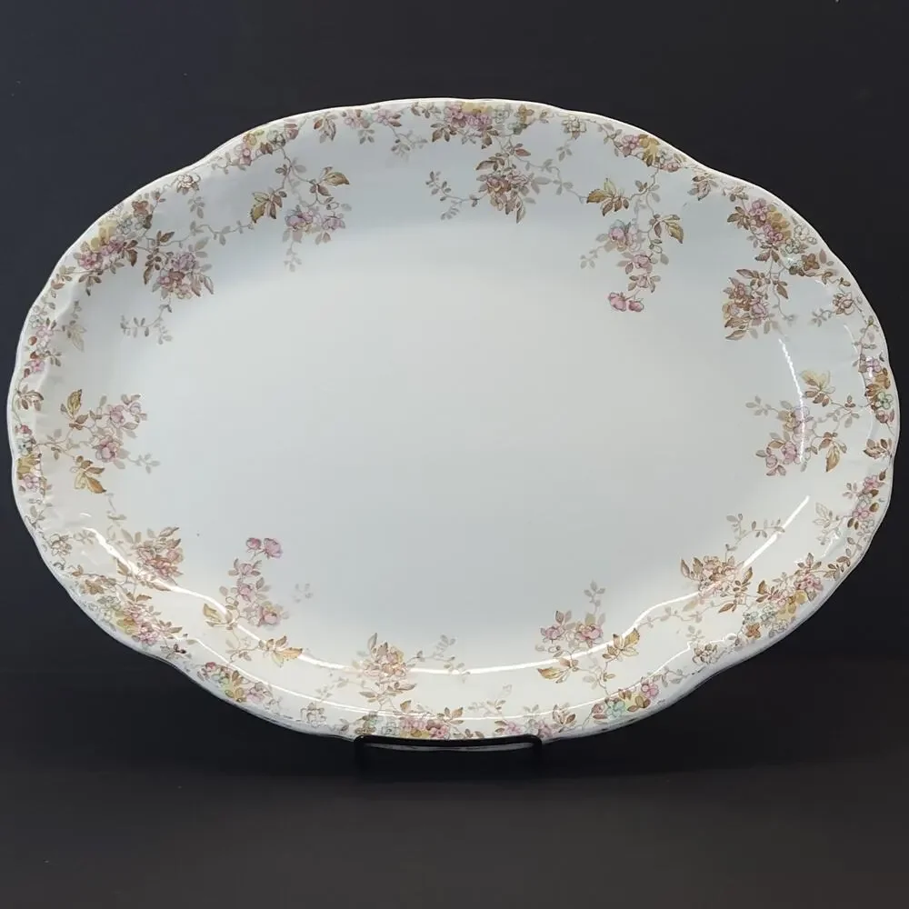 Antique Ridgeways Oval Platter Tray Pink Ditsy‎ Floral Valentines Wall Decor 16